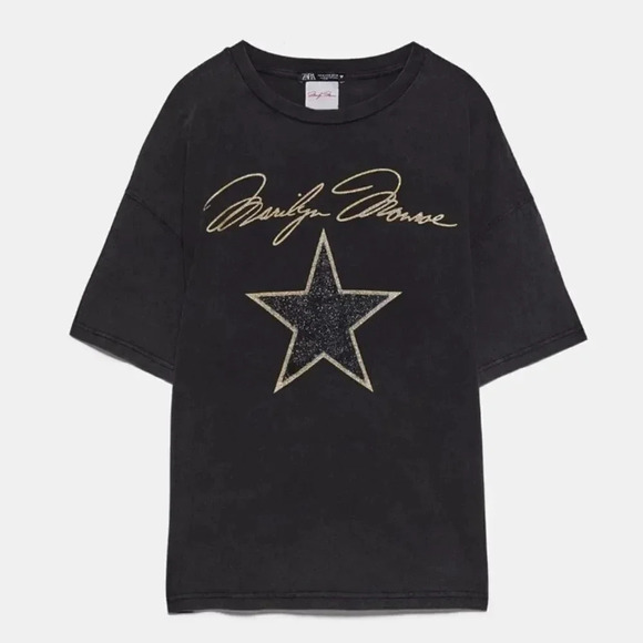 Zara Marilyn Monroe Shirt Sleeve Boxy Fit Crewneck Graphic Tee 100% Cotton NWT - Picture 1 of 7